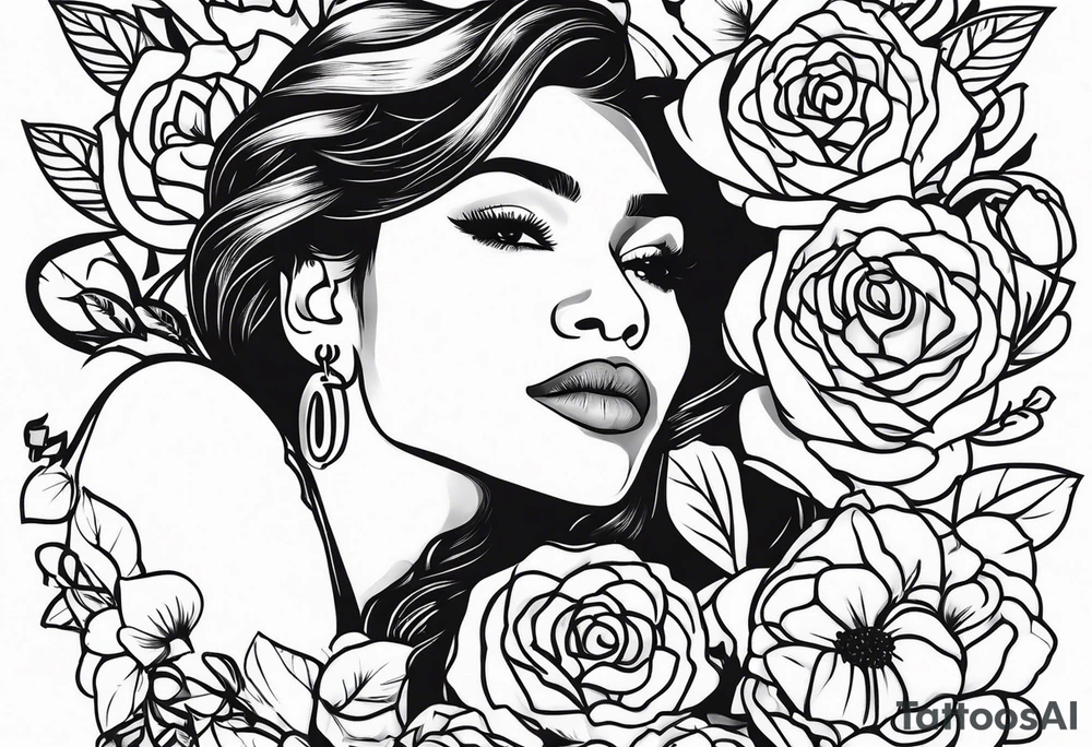 Zendaya on bed of roses tattoo idea
