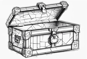 Toy box locked with colors bursting out through the cracks/sides tattoo idea