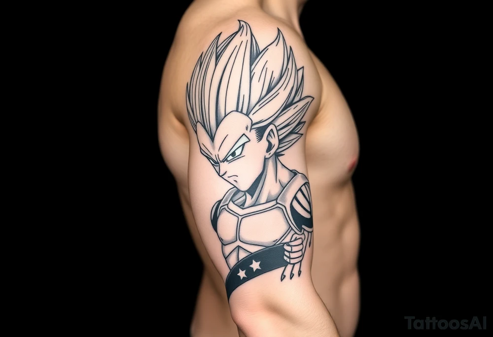 Vegeta with 3 star dragon ball tattoo idea