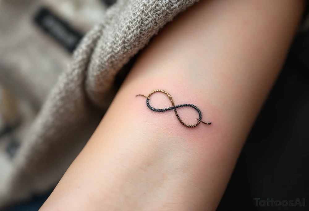 Three different infinity symbols in gold, silver, and bronz tattoo idea