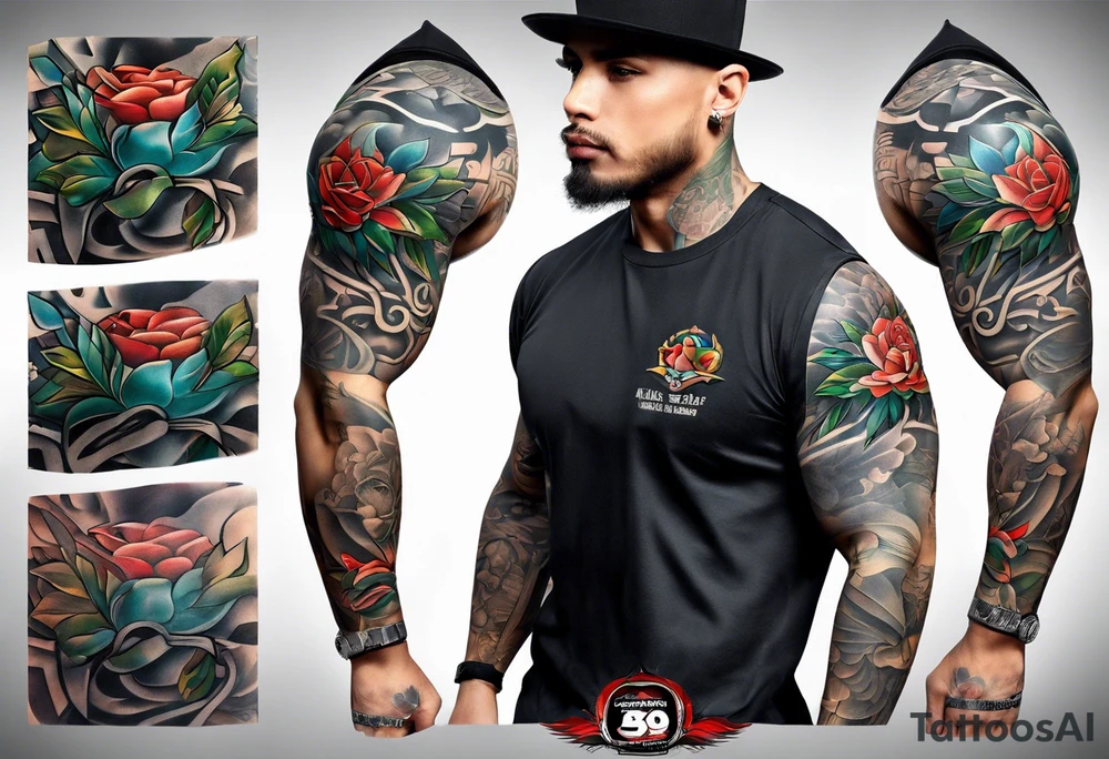 Full sleeve militaty tattoo idea