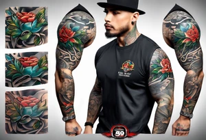 Full sleeve militaty tattoo idea