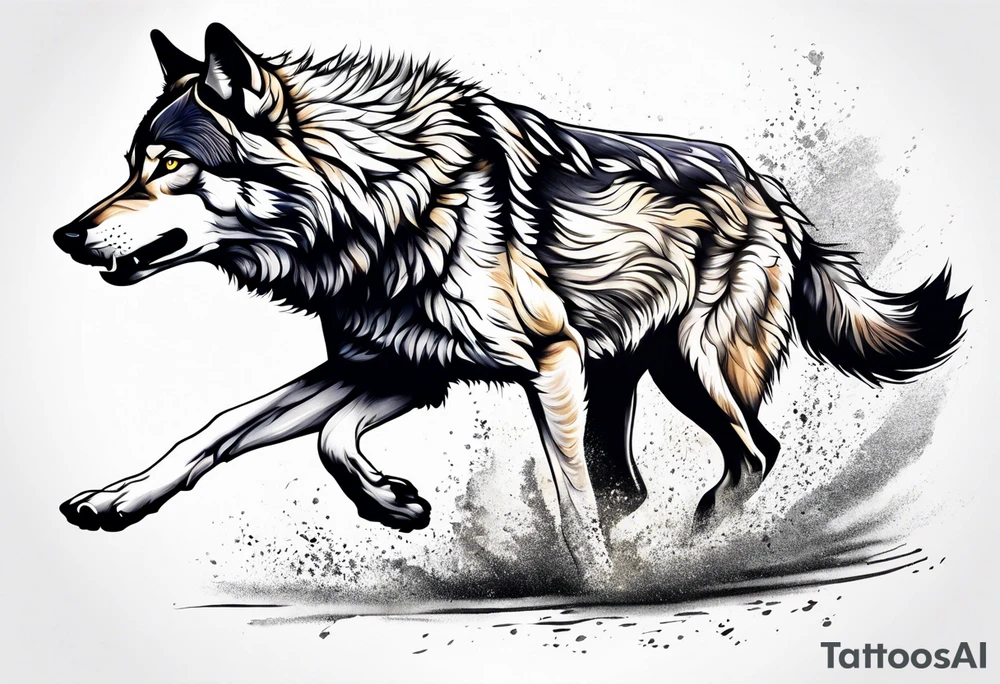 Wolf running tattoo idea