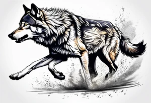 Wolf running tattoo idea