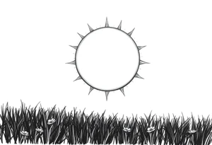 Sun Over a Darkened Landscape
A rising or setting sun with deep shading, casting shadows over a field of grass or flowers.
Could include a mix of stippling and solid shading for depth. tattoo idea