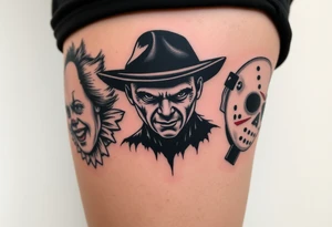 Pennywise, Freddy Krueger, Michael Meyers, and jason voorhees tattoo idea