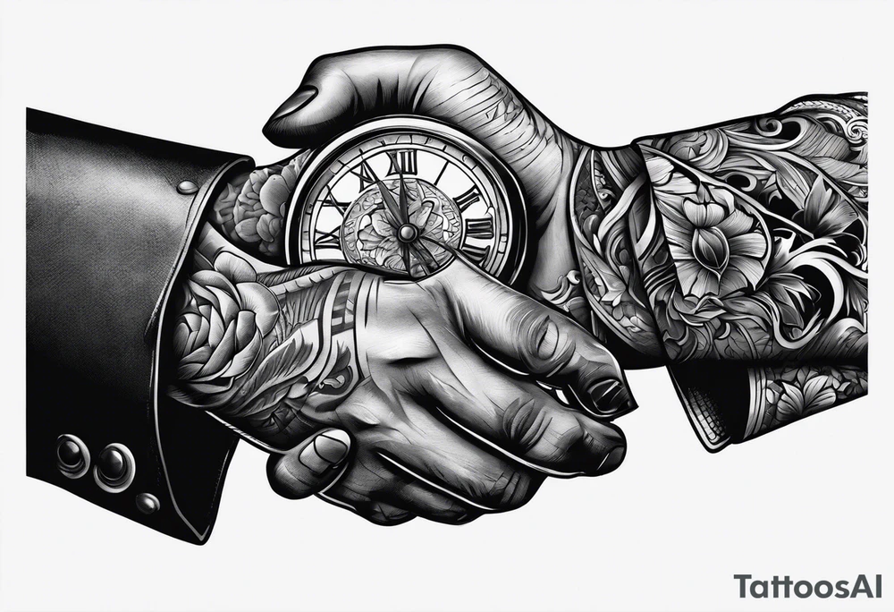 Two hands shaking with a knife going through them tattoo idea Two hands shaking with a knife going through them tattoo idea