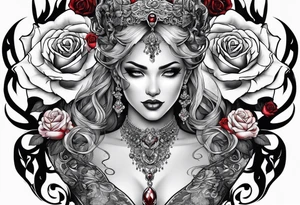 tattoo with devil and roses  for the neck tattoo idea