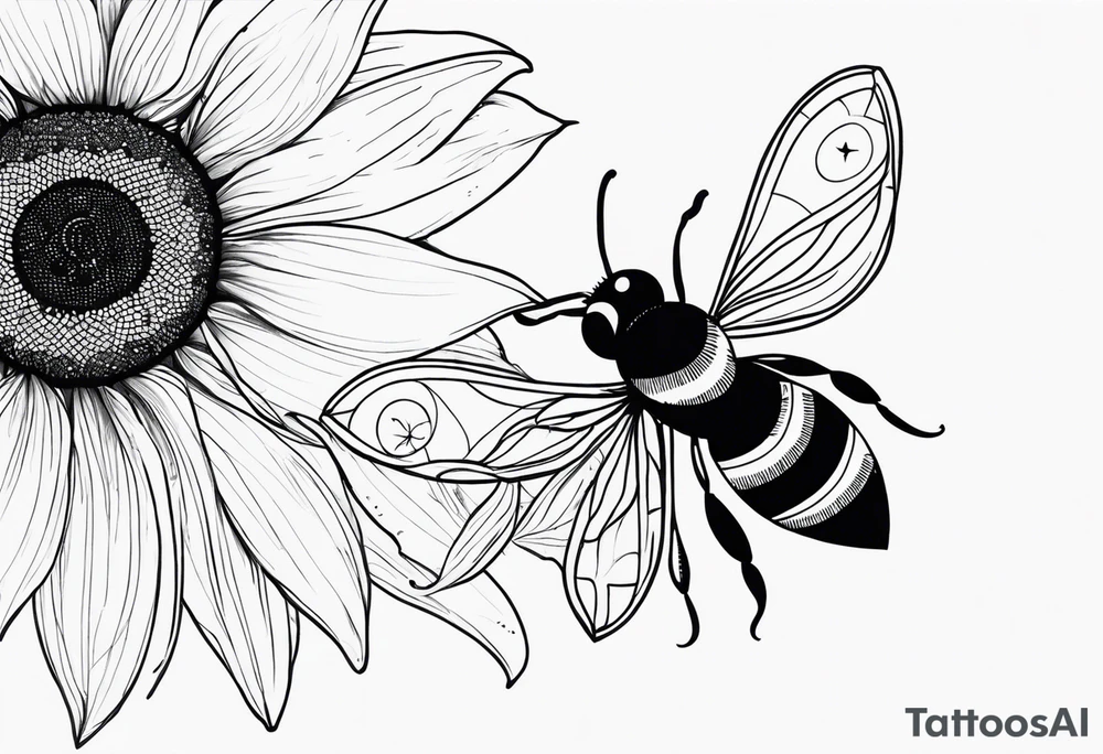 Bee, moon phases, sunflower tattoo idea