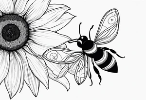 Bee, moon phases, sunflower tattoo idea
