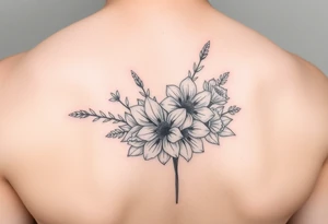 September and may birth flower bouquet fine line tattoo idea