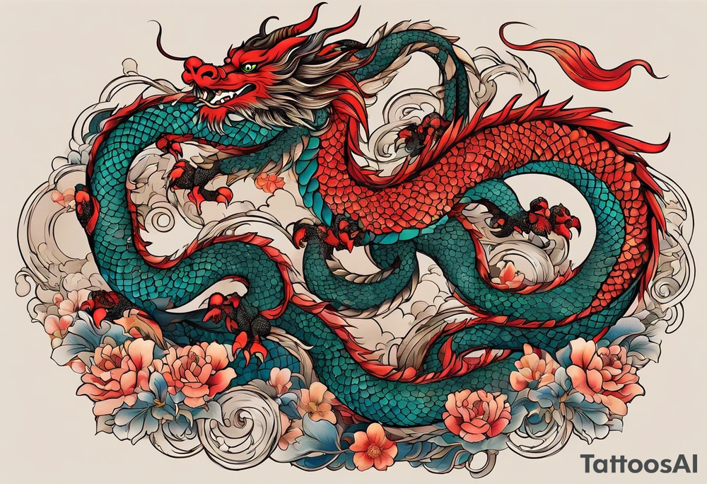 I want to make 12 Chinese zodiac animals in such a way that they give out the shape of the dragon.
It would start with a dragon and end with a snake. tattoo idea