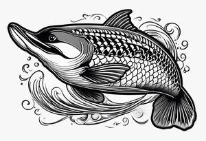 loon with walleye fish under it tattoo idea