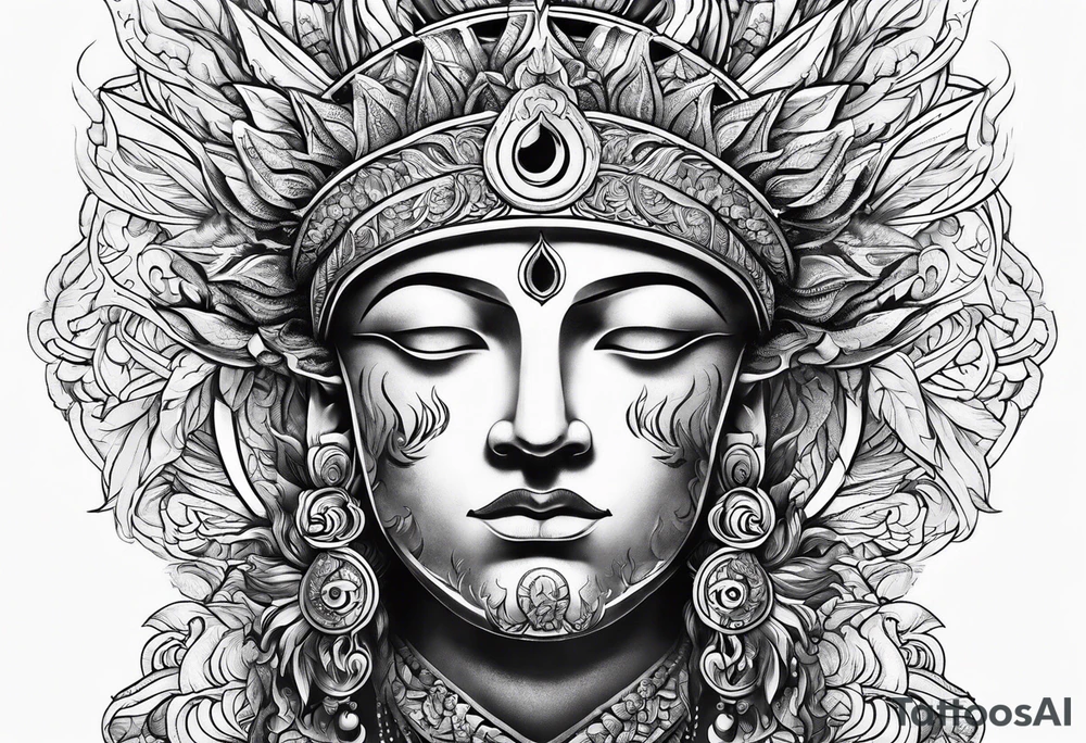 A sun depicted as a male figure tattoo idea