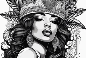 Black Goddess of marijuana tattoo idea