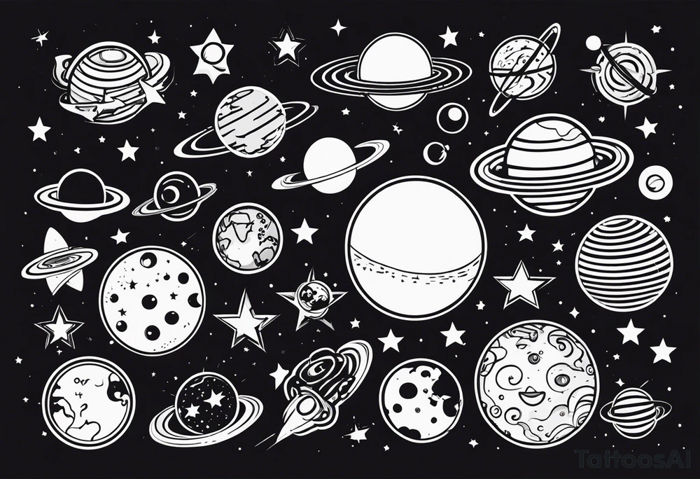 tecnologia e astronomia varias pequenas tattoo idea