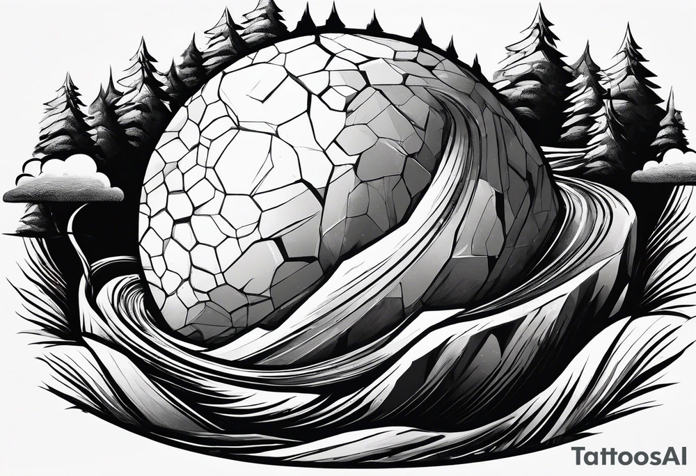 Sisyphus roll a huge boulder endlessly up a steep hill tattoo idea