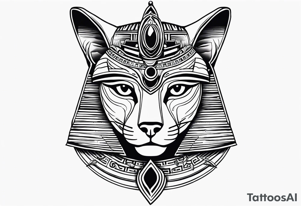 Simple tattoo of Bastet in a simple way, masculine but with the eye of Ra tattoo idea