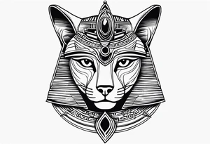 Simple tattoo of Bastet in a simple way, masculine but with the eye of Ra tattoo idea