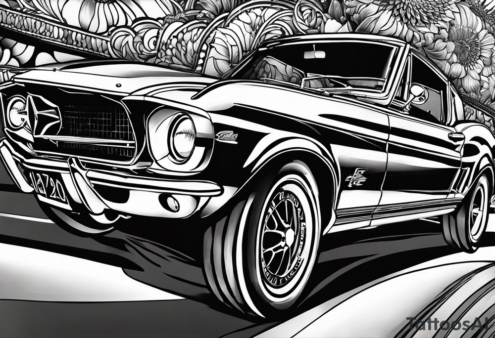 1970 442 automobile i side a circle tattoo idea