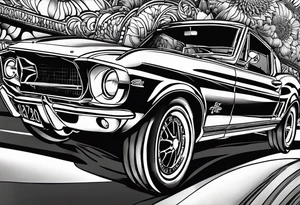 1970 442 automobile i side a circle tattoo idea
