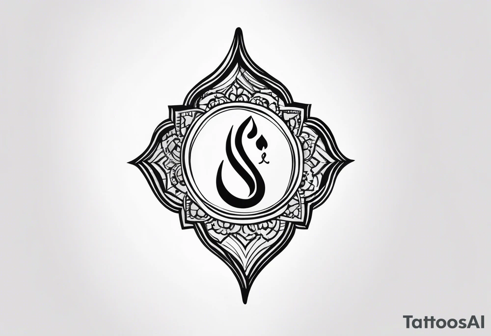Tattoo ਨਿਰਭਉ ਨਿਰਵੈਰ written in Gurmukhi written text. Add fire and heart to symbolize strength and love tattoo idea
