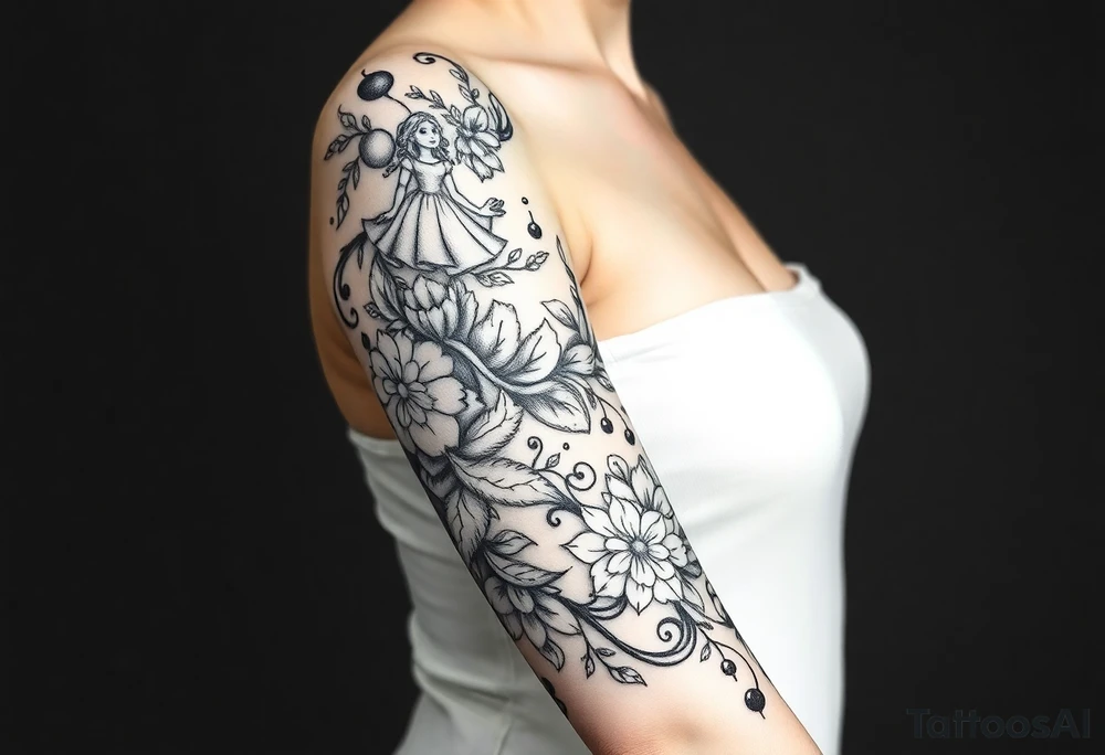 alice in wonderland themed tattoo idea