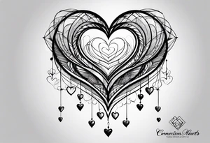 6 connecting hearts tattoo idea