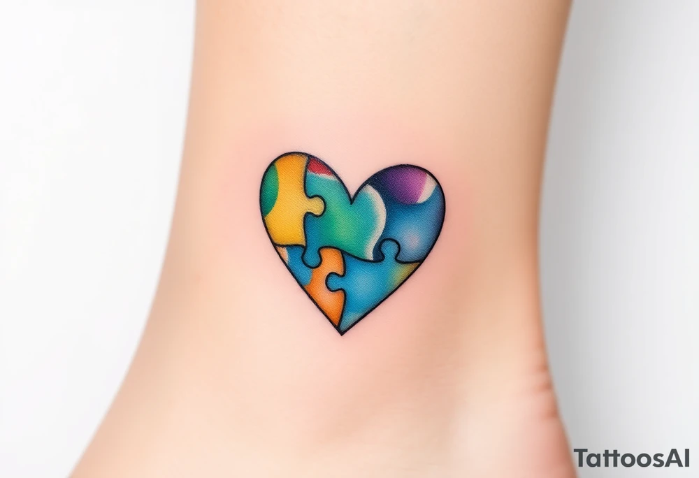 autism heart puzzle shape symbol tattoo idea