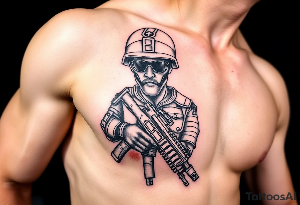 Combat marine veteran tattoo idea