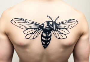 Angry hornet flying with arched body tattoo idea