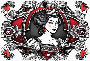 queen of hearts card  -on forearm - with text saying "queen starleen" tattoo idea