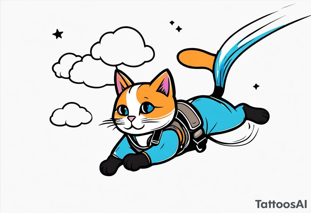 a cat going skydiving tattoo idea