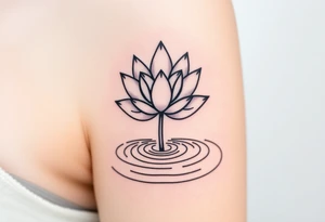 serene lotus flower emerging from sacred waters with ripples tattoo idea