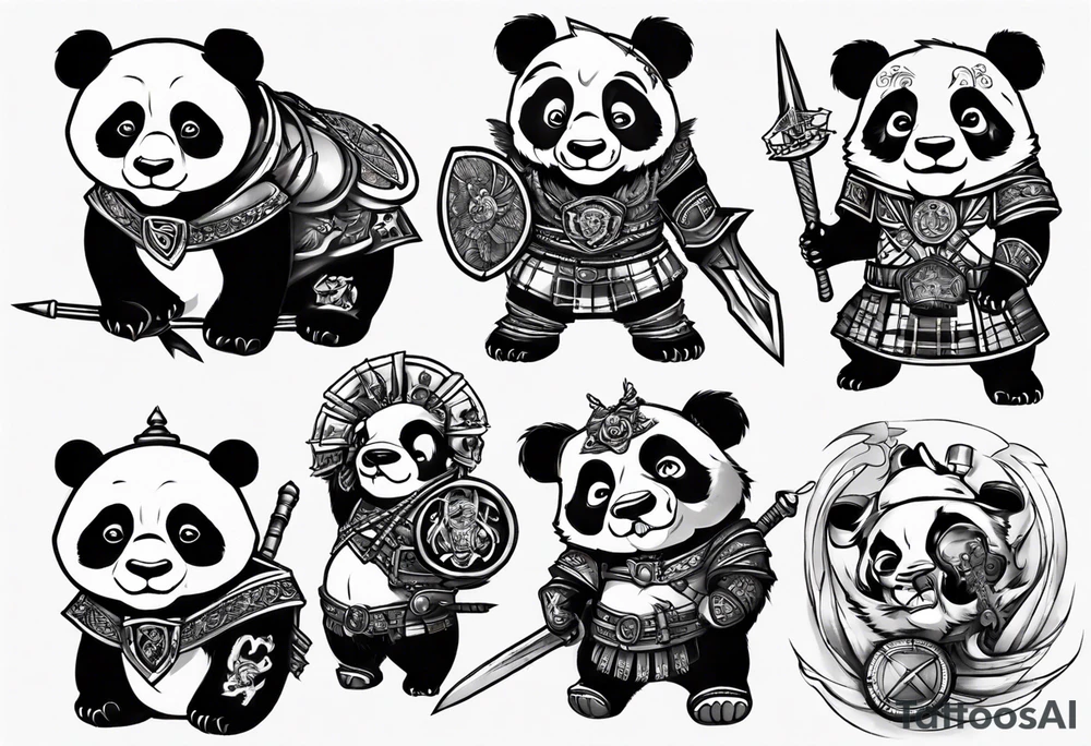 Scottish warrior panda tattoo idea