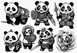 Scottish warrior panda tattoo idea