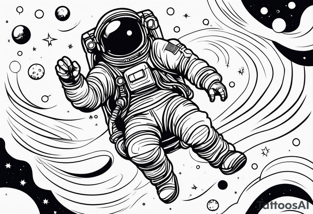 an astronaut floating through space tattoo idea