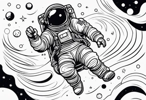 an astronaut floating through space tattoo idea