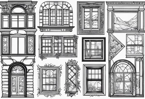Variety of windows frames flash sheet tattoo idea