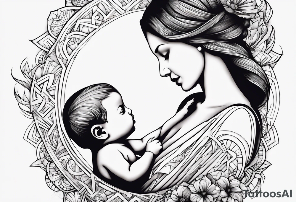 Signe de mère enfant avec initiale Y S tattoo idea