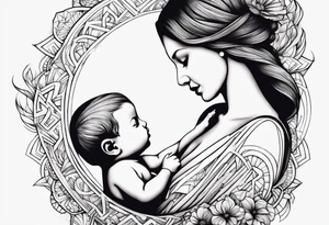 Signe de mère enfant avec initiale Y S tattoo idea