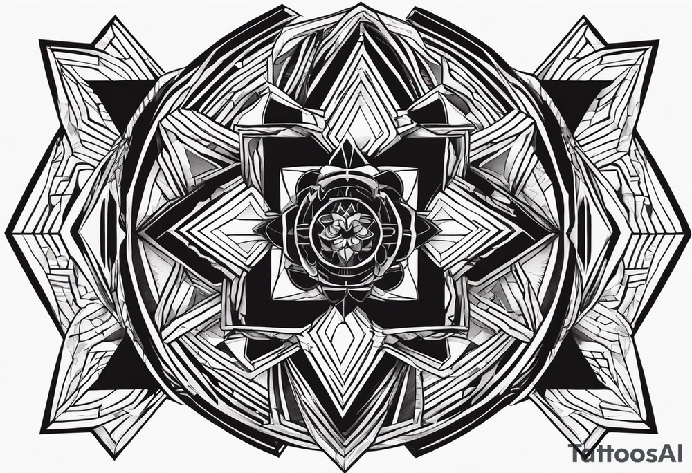 illustration for modern Geometric Shaped Tattoo signifying Strenth, Determination, Will Power and Courage tattoo idea