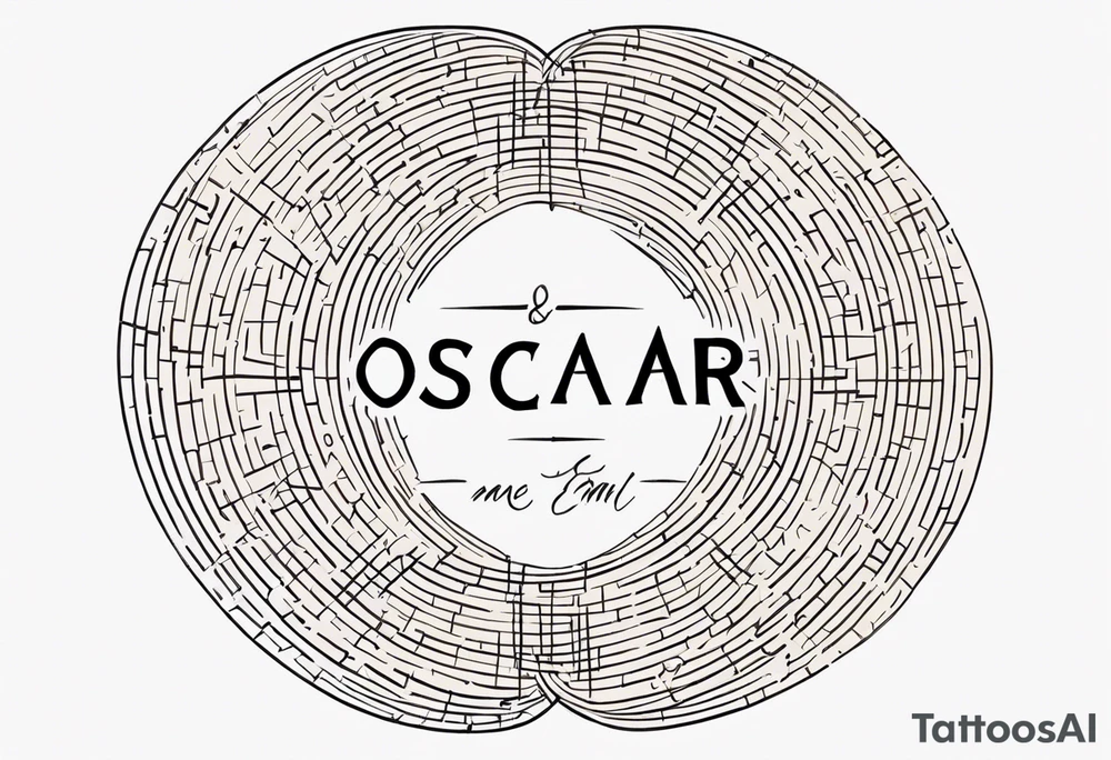 circle made of the text Oscar Embla & Emil tattoo idea
