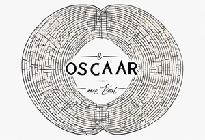 circle made of the text Oscar Embla & Emil tattoo idea