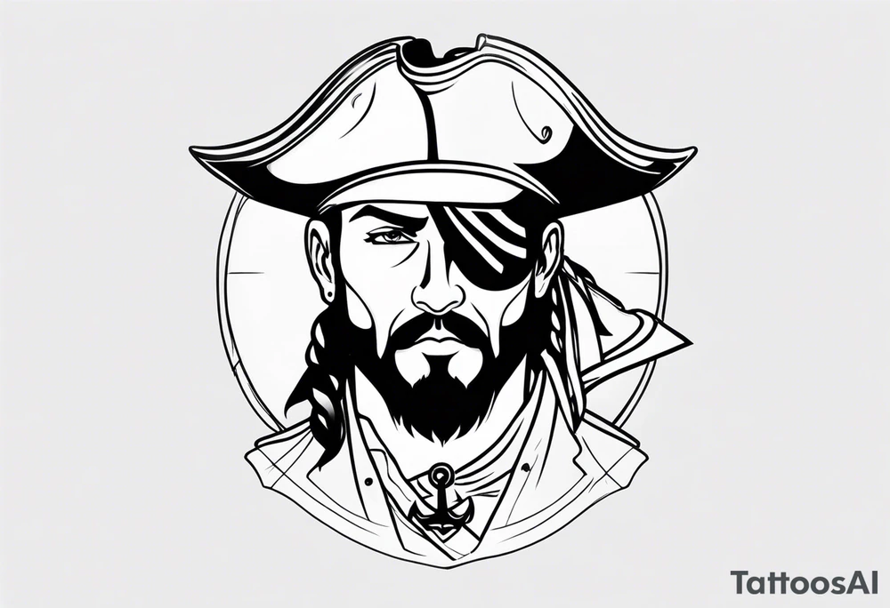 pirate with patch on one eye tattoo idea
