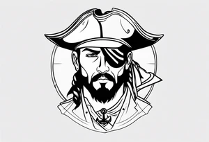 pirate with patch on one eye tattoo idea