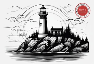 phare maritime dans un bateau entouré de voiles. tattoo idea