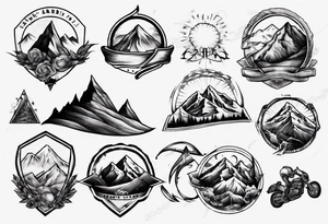 flexed bicep with road cycle and a mountain tattoo idea