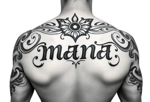 Tattoo cover up around the  word mana and create a Tamoko around the tattoo from the descent of Māori ihaia Of the north Island tattoo idea