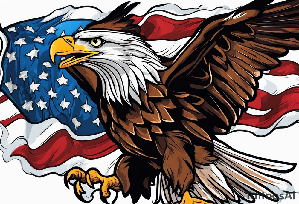 Eagle grabbing usa flag tattoo idea